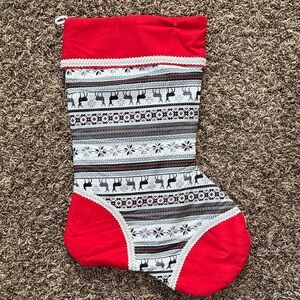 Festive Red and Gray Christmas Stocking